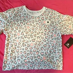 Converse Pink and Gray Leopard Print Sweatshirt